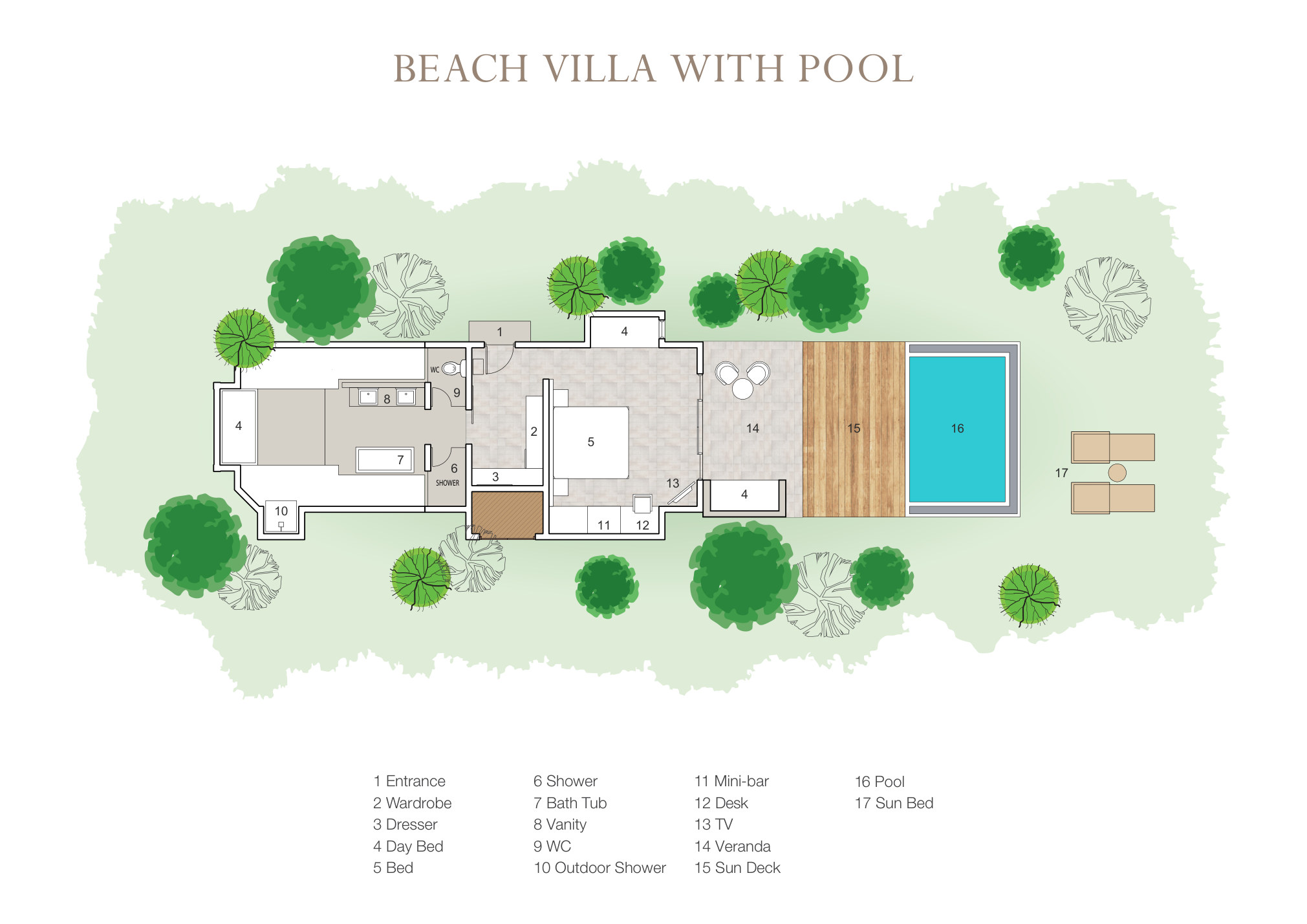 Beach Villa with Pool floor plan